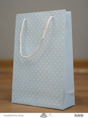 ساک دستی طرح خال خالی آبی Blue polka dot design handbag
