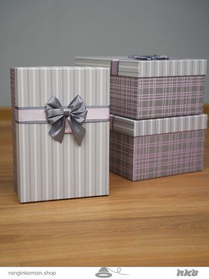 جعبه هدیه مستطیلی طوسی (3 سایز) Gray rectangular gift box