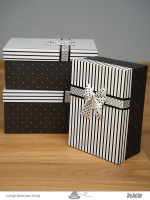 جعبه هدیه مستطیلی سفید مشکی (3 سایز) Black and white rectangular gift box