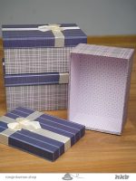 جعبه هدیه مستطیلی طوسی صورتی (3سایز) Pink gray rectangular gift box