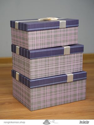 جعبه هدیه مستطیلی طوسی صورتی (3سایز) Pink gray rectangular gift box