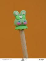 سر مدادی فانتزی سیلیکونی خرگوش پاپیونیBow-tie rabbit fancy silicon pencil head