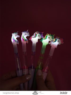 روان نویس آکواریومی چراغدار طرح یونیکورن Illuminated aquarium fountain pen with unicorn design
