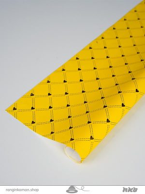 کاغذ کادو طلاکوب زرد قلبی yellow gift paper with heart design